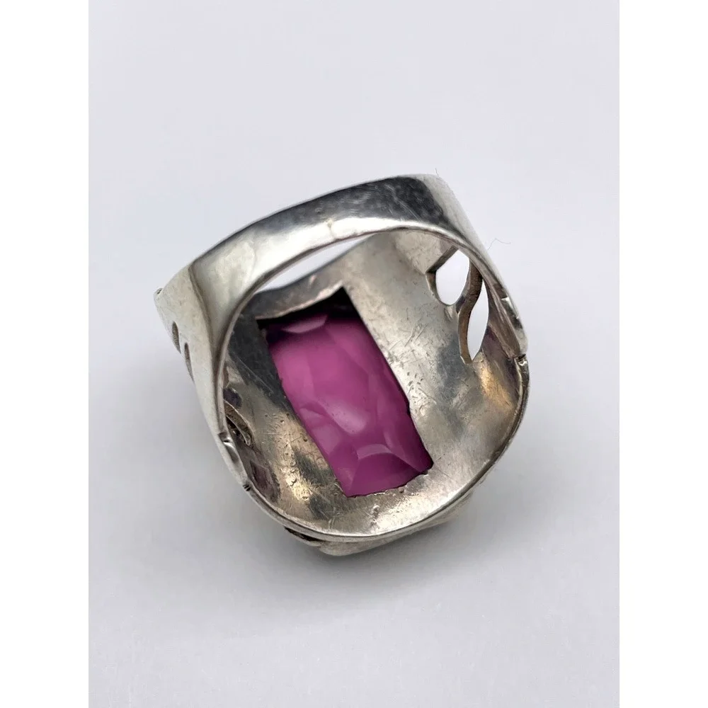 Sterling Silver‎ Purple Stone Floral Ring Large Statement